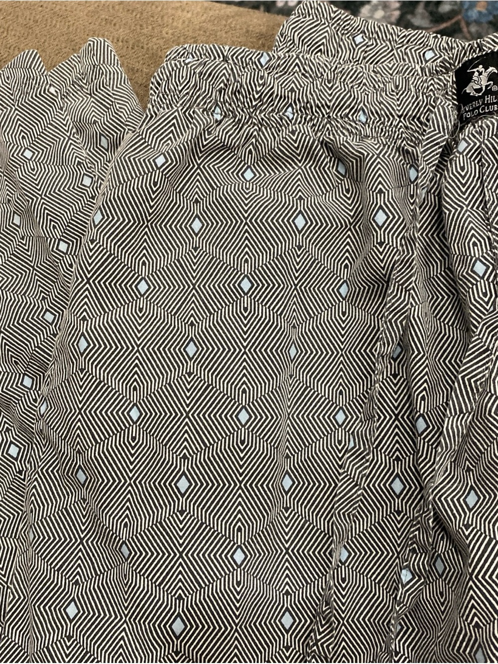 Beverly Hills Polo Club Black and Light Blue Geometric Pajama Pants Sleepwear